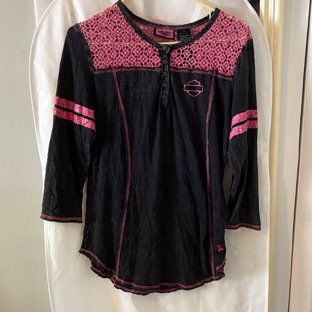 Harley-Davidson - Breast Cancer Baseball Tee